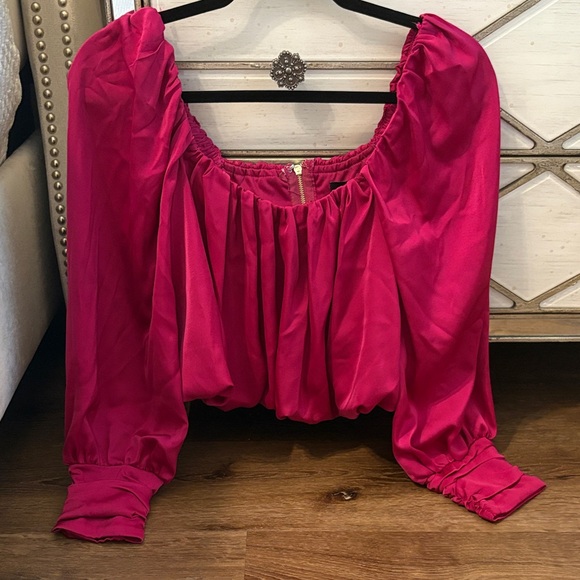 DO+BE Fuchsia Blouse with Puff Sleeves - Picture 1 of 2